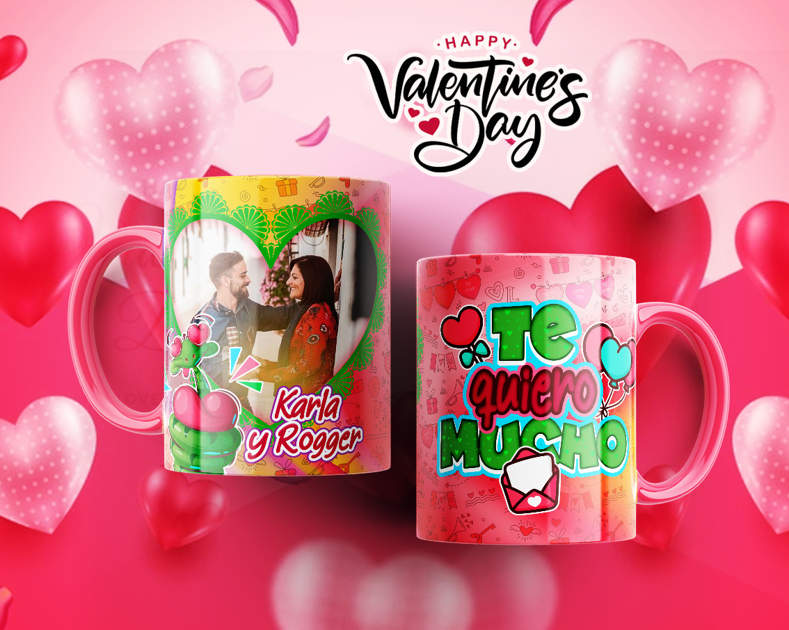 Custom Mugs - Love Designs - Valentine Collection with frame