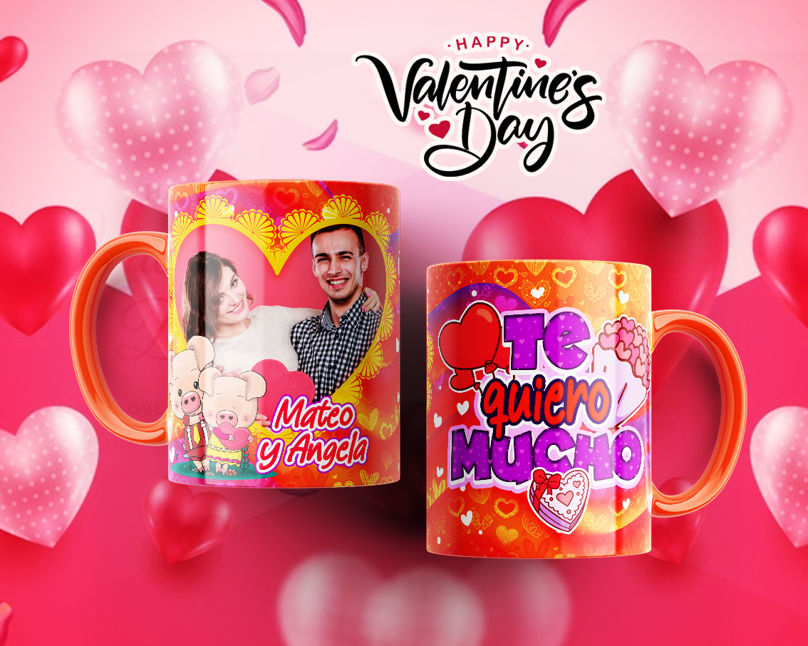 Custom Mugs - Love Designs - Valentine Collection with frame