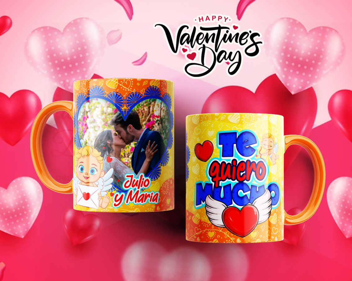 Custom Mugs - Love Designs - Valentine Collection with frame