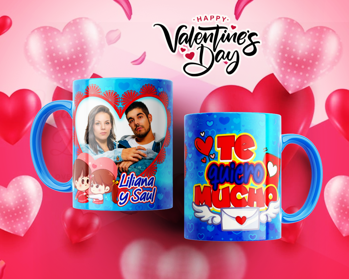 Custom Mugs - Love Designs - Valentine Collection with frame